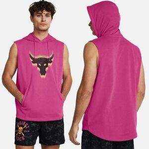 NWT men's small Under Armour Project Rock fleece sleeveless Hoodie 1383302-686